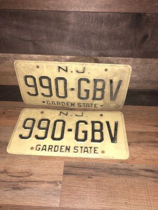 Antique License Plate Set Matching Jersey
