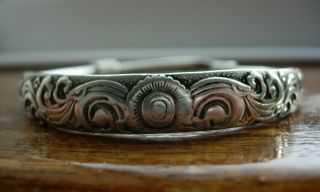 Stunning Fine Antique Art Deco Chinese Bangle Tribal Hmong Solid Silver 45.  43g