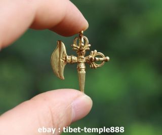3.  5 Cm China Pure Bronze Gild Jewelry Handwork Dorje Vajra - Pestle Amulet Pendant