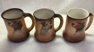 3 Antique Taylor Smith And Taylor Dog Mugs Rare