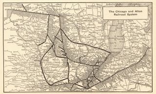 1914 Antique Chicago And Alton Railroad Map Vintage Railway Map 6643