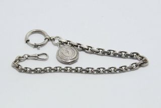 Antique Sterling Silver Watch Chain With Locket