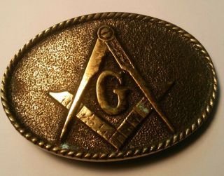 Masonic Belt Buckle Solid Brass Bts Vintage 1978