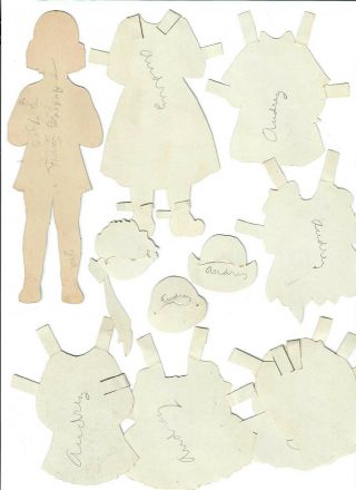 Vintage Paper Doll Audrey With 10 Hats/outfits 7 Inches