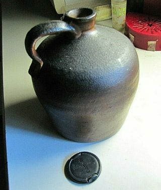 Vintage Stoneware Brown Jug With Handle,  Patina