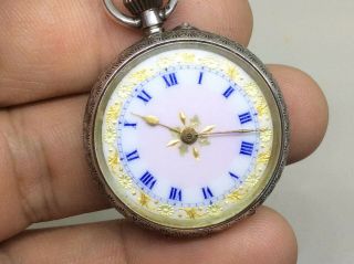 Antique Victorian Solid Silver Pocket Watch Albert Chain Fob