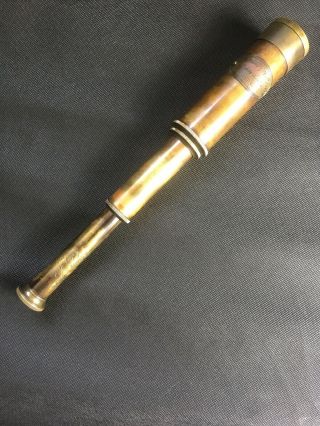 Military Antique 1915 Brass Telescope 3 Draw 12” Militaria Collectable (b3)