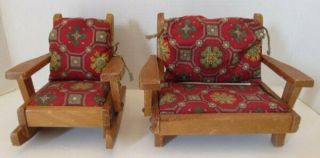 Vintage Pert Pat Wood Love Seat/rocking Chair 8 " Doll Furniture