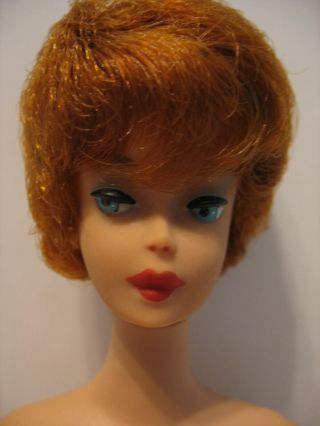 Vintage 1961 Barbie Doll Titian Red Hair Bubblecut W/stand
