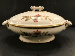Antique Haviland Limoges Moss Rose Covered Casserole Bowl Gilt Art Nouveau