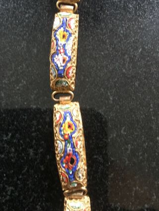 Antique Vintage Jewellery Bright Micro Mosaic Flower Bracelet
