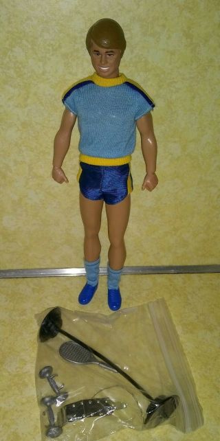 Vintage 1981 Barbie All Star Ken Doll Model 3553 Blue Work Out Weight Lifting