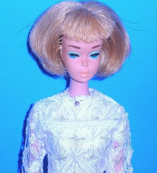 Vintage Mod 1970s Barbie Maddie Mod Hong Kong Clone White Lace Mini Dress