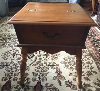 Mid Century Modern Heywood Wakefield Solid Maple End Table Dough Box Drawer