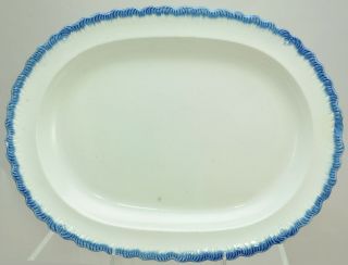 Antique Leeds Oval Blue Feather Edge Pearlware 14 Inch Platter Circa 1820