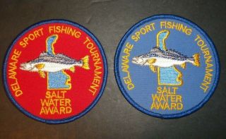 2 - Vintage Delaware Sport Fishing Tournament Salt Water Award Patches
