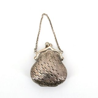 Vintage Wallace Sterling Silver Mini Coin Purse With Chain 40mm X 45mm