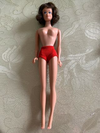 Vintage 1963 Brunette Midge Barbie Doll In Topless Swim Suit.