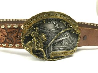 California State Sheriffs Assoc 1994 Monterey County Belt Buckle Belt Size 31