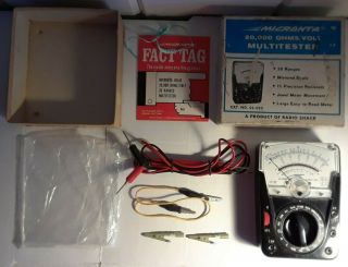 Vintage Micronta 20,  000 Ohms/volt Multitester 22 - 027 W/box & Leads Us Ship