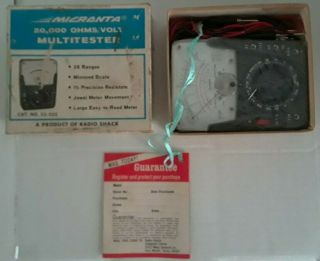 Vintage Micronta 20,  000 OHMS/VOLT Multitester 22 - 027 W/Box & Leads US SHIP 7