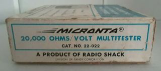 Vintage Micronta 20,  000 OHMS/VOLT Multitester 22 - 027 W/Box & Leads US SHIP 8