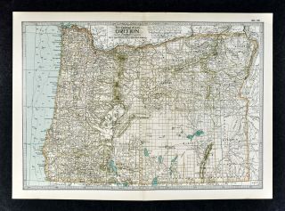 1902 Century Atlas Map - Oregon - Portland Eugene Salem Toledo Mt.  Hood Klamath