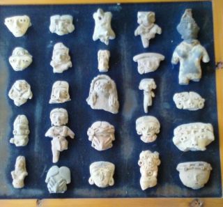 25 Precolumbian Figural Fragments From Mid - Mexico Pottery Figures Relics Effigy