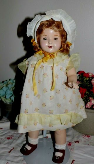 19 " Tall Composition Doll " Effanbee Rosemary Walk Talk Sleep " Marked Mohair