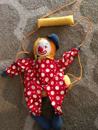 Vintage Hanging Clown On A Swing Hand - Made
