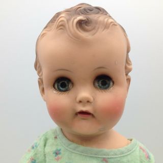 Vintage Madame Alexander Rubber Baby Doll 13 " Big Bright Blue Sleepy Eyes