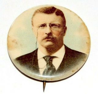 1904 Teddy Roosevelt 1.  25 " Theodore Campaign Pin Pinback Button Badge Political