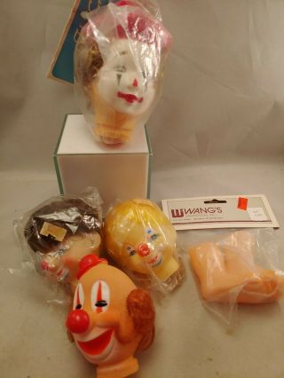 Fibre - Craft Plastic Clown Heads And Feet Vintage Craft Doll Heads