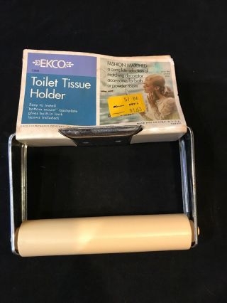 Nos Vintage Toilet Tissue Paper Holder Ekco Chrome With Tags