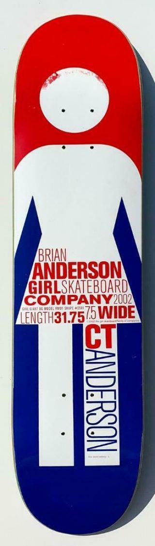 Rare Girl Skateboard Brian Anderson Og Girl First Model 2002 Andy Jenkins Art