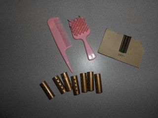 Vintage Barbie Color N Curl Hair Curlers & Hair Pins On Japan Card,  Brush Comb