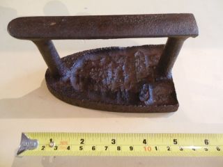 Antique French Cast Iron Flat Sad Iron Pressing Iron With Shield And Word 5 1/4 "