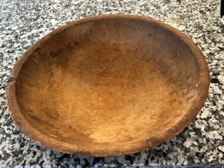 Vintage Wooden Bowl 13 " X 4“