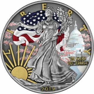 Usa 2019 $1 Liberty Silver Eagle Capitol 1 Oz Silver Antique Coin