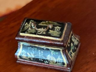Miniature Dollhouse Artisan Early Bespaq Wood Hand Painted Asian Letter Desk Box
