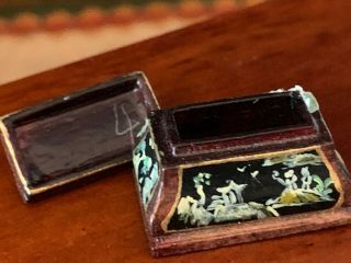 Miniature Dollhouse Artisan EARLY Bespaq Wood Hand Painted Asian Letter Desk Box 2
