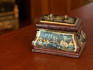 Miniature Dollhouse Artisan EARLY Bespaq Wood Hand Painted Asian Letter Desk Box 4