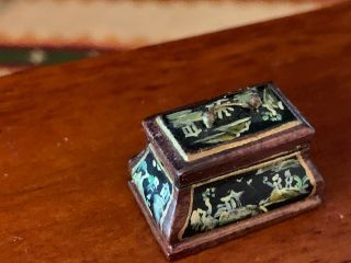 Miniature Dollhouse Artisan EARLY Bespaq Wood Hand Painted Asian Letter Desk Box 5