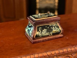 Miniature Dollhouse Artisan EARLY Bespaq Wood Hand Painted Asian Letter Desk Box 6
