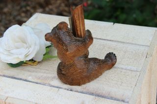 Antique hand Black forest wood carved swiss bear statue figurine 5