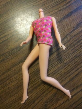 1968 Barbie Doll Body Only With Swimsuit Top.  Left Leg Loose.  Japan.