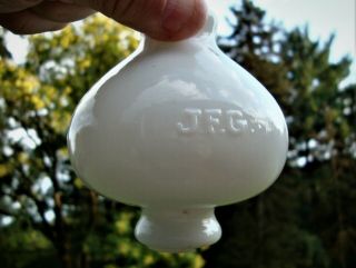 Unusual Onion Shaped Milk Glass J.  F.  G.  Lightning Rod Ball Weather Vane Globe