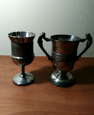 Antique Pair Rogers Smith & Company Meridien Ct.  Goblets Beautifully Designed