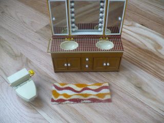 Vintage Tomy Dollhouse Bathroom Set
