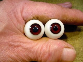 A Pair Vintage Doll Glass Eyes Size 22 Mm For Bisque Doll Doctor Age 1910 A 3734